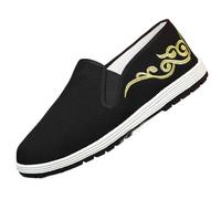 Scarpe da ginnastica vintage Wing Chun Kungfu nere con ricamo tradizionale for arti marziali(Lucky Clouds,40EU)