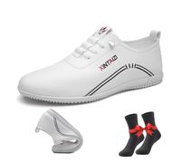 Scarpe da golf da uomo, senza lacci, leggere e traspiranti, mocassini casual da golf da uomo, per guida, lavoro, passeggiate, bianco, 42.5 EU
