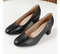Scarpe da hostess nera da donna, traspiranti con suola morbida per il comfort durante le lunghe ore di lavoro, adatte per colloqui professionali e con un tacco medio/grande. Pompe alla moda e versatil