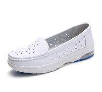 Scarpe da Infermiera Traspiranti per Donna, Scarpe da Infermiera da Donna, per Lavoro in Ambito Sanitario Tutto Il Giorno, in Pelle Antiscivolo con Supporto Plantare Comfort(White 1,37 EU)
