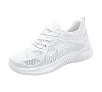 Scarpe da jogging da donna, estive, per il tempo libero, da donna, con suola morbida, in rete, per il tempo libero, per la corsa sulla strada, traspiranti, scarpe da jogging alla moda, bianco, 36 EU