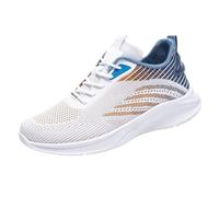 Scarpe da jogging leggere da uomo, in rete, traspiranti, antiscivolo, suola morbida, leggere, comode, da allenamento, per l'estate, bianco, 40 EU
