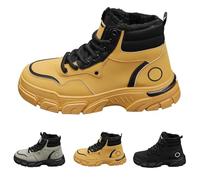 Scarpe da lavoro antiscivolo, per uomo, con punta in acciaio, imbottite, traspiranti, con suola spessa, impermeabili, per costruzione industriale, giallo., 44 EU