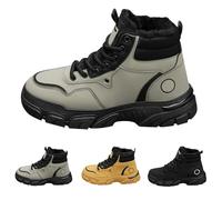 Scarpe da lavoro antiscivolo, per uomo, con punta in acciaio, imbottite, traspiranti, con suola spessa, impermeabili, per costruzione industriale, grigio., 44 EU