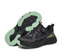 Scarpe da lavoro da uomo leggere antinfortunistiche con puntale in acciaio per donne tendenze con bottone automatico anti smashing e antipuntura, verde, 44 EU