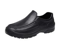 Scarpe da lavoro in pelle da uomo, mocassini leggeri da guida, scarpe casual resistenti da indossare, scarpe formali traspiranti, mocassini casual grossi per trekking, Nero , 40 2/3 EU