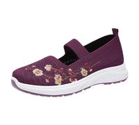 Scarpe da madre da donna, in rete, traspiranti, leggere, con slip a fiori, suola morbida, comode, scarpe sportive per attività all'aria aperta, corsa, allenamento, jogging, 35,5 - 38 EU, Viola 2, 37