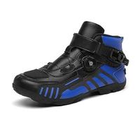 Scarpe da Moto da Uomo Stivaletti Corti da Motocross Neri in Pelle Impermeabile, Scarpe da Fuoristrada da Moto Stivali Sportivi da Corsa,Blu,44 EU