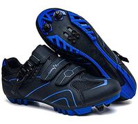 Scarpe da Mountain Bike Autobloccanti, Scarpe da Ciclismo Su Strada Traspiranti in Fibra di Carbonio, Scarpe Sportive Antiscivolo, Resistenti All'usura e Antiurto con Strisce Riflettenti (blu,37)
