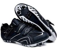 Scarpe da Mountain Bike Autobloccanti, Scarpe da Ciclismo Su Strada Traspiranti in Fibra di Carbonio, Scarpe Sportive Antiscivolo, Resistenti All'usura e Antiurto con Strisce Riflettenti (grigio,37)