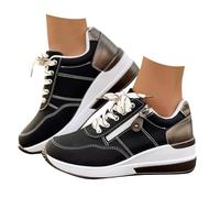Scarpe da passeggio da donna, extra large, leggere, traspiranti, in pelle, eleganti, comode, per il tempo libero, per i piedi larghi, scarpe da ginnastica, Nero , 37.5 EU