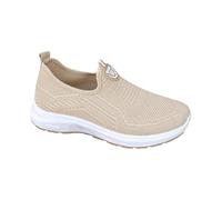 Scarpe da passeggio da donna, leggere, larghe e sportive, cachi, 41 EU