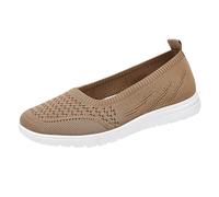 Scarpe da passeggio da donna, mocassini, leggere, in maglia, traspiranti, minimaliste, in maglia, casual, basse, da donna, con cuscino, Giallo, 38.5 EU