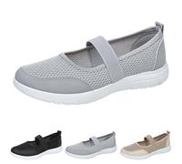 Scarpe da passeggio da donna, traspiranti, in rete piatta, antiscivolo, per il tempo libero, suola morbida, antiscivolo, leggere, larghe, 01 grigio., 40 EU