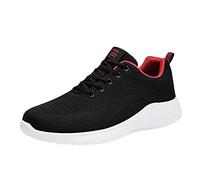 Scarpe da passeggio da uomo in rete, con lacci, traspiranti, con suola morbida, antiscivolo, per il tempo libero, leggere, comode, da corsa per uomini, Colore: rosso, 44 EU