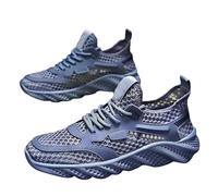 Scarpe da passeggio da uomo leggere, da uomo, con supporto per l'arco, in rete traspirante, con lacci, scarpe da ginnastica leggere con zeppa antiscivolo, scarpe da corsa, Blu, 41 1/3 EU