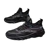 Scarpe da passeggio da uomo leggere, da uomo, con supporto per l'arco, in rete traspirante, con lacci, scarpe da ginnastica leggere con zeppa antiscivolo, scarpe da corsa, Nero , 39 2/3 EU