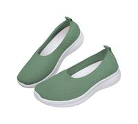 Scarpe da passeggio larghe per le donne in rete traspirante Slip On Sneakers comode leggere a maglia Arch Suppor Scarpe ortopediche Mani Libere Slip On Mocassini, Verde, 39.5 EU