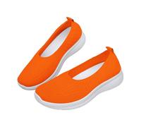Scarpe da passeggio larghe per le donne in rete traspirante Slip On Sneakers comode leggere a maglia Arch Suppor Scarpe ortopediche Mani Libere Slip On Mocassini, Arancione, 40.5 EU