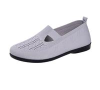 Scarpe da passeggio Mary Jane da donna, tinta unita, senza lacci, casual, da donna, antiscivolo, in tessuto, traspiranti, larghe, con memory foam, Grigio, 37 EU