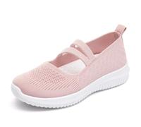 Scarpe da passeggio Mary Jane da donna, traspiranti, comode, con punta arrotondata, senza lacci, con supporto per arco plantare, rosa, 39 EU