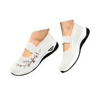 Scarpe da passeggio ortopediche da donna, in tessuto ortopedico traspirante, morbide, senza lacci, larghe e voluminose, antiscivolo, con supporto per arco plantare antiscivolo, Cwhiteb, 37.5 EU