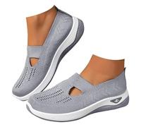 Scarpe da passeggio ortopediche da donna, in tessuto ortopedico traspirante, morbide, senza lacci, larghe e voluminose, antiscivolo, con supporto per arco plantare antiscivolo, Agrey, 37 EU