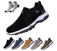 Scarpe da Passeggio Ortopediche da Uomo, Scarpe Ortopediche Comode con Supporto per L'Arco Plantare, Scarpe Slip on Imbottite (38,Nero)