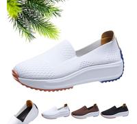 Scarpe da Passeggio Slip-on Ortopediche da Donna, comode Scarpe da Ginnastica Ortopediche con Zeppa, Scarpe Casual in Rete Traspirante con Suola Morbida (40,Bianco)