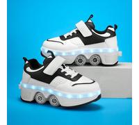 Scarpe da pattinaggio a rotelle per adolescenti, versione aggiornata con maggiore stabilità, scarpe sportive a doppio uso rimovibili, scarpe da pattinaggio su strada cool, scarpe sportive luminose da