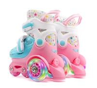 Scarpe da pattinaggio a rullo - Pattini in linea regolabili per dimensioni, ruote in PU ad alta elasticità per bambini | Chiusura sicura Guida liscia per principianti, all'aperto, regalo