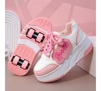 Scarpe da pattinaggio con 4 ruote per bambini, sneaker con ruote rimovibili, scarpe da pattinaggio Heelys con lacci, scarpe casual alla moda per bambini e bambine EUR34,EUR35,EUR36,EUR37,EUR38,EUR28,E