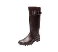 Scarpe da pioggia da donna antiscivolo stivali alti tinta unita calzature impermeabili testa rotonda scarpe in gomma da donna, Marrone, 40 EU