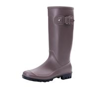 Scarpe da pioggia da donna antiscivolo stivali alti tinta unita calzature impermeabili testa rotonda scarpe in gomma da donna, Grigio Chiaro9, 40.5 EU