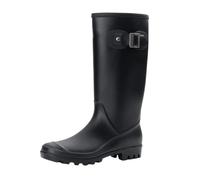 Scarpe da pioggia da donna antiscivolo stivali alti tinta unita calzature impermeabili testa rotonda scarpe in gomma da donna, Nero , 39.5 EU