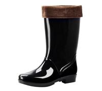 Scarpe da pioggia da donna e uomo, larghe, in gomma, con piedini larghi, elastiche, suola morbida, stivali da pioggia, Nero , 40 EU