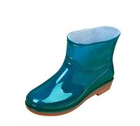 Scarpe da pioggia da donna, impermeabili, corti, in gomma, antiscivolo, resistenti all'usura, casual, da donna, alla caviglia, leggere, tinta unita, Blu, 40 EU