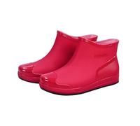 Scarpe da pioggia da donna, larghe, in gomma, da donna, corte, impermeabili, tinta unita, in gomma, antiscivolo, per il tempo libero, Colore: rosso, 40 EU