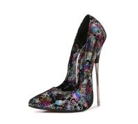 Scarpe da Pole Dance con Tacchi a Spillo in Metallo per Donna/Uomo/Unisex - Stage Performance Tacchi Alti 6,3 Pollici Extra Alti,Nero,42 EU