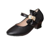 Scarpe da Principessa Bimba Antiscivolo Morbide Scarpe Cerimonia Ragazza Bambina Elegante Vestito Festa Sera Formali Cocktail Comodo Scintillanti (Nero, 39 EU)