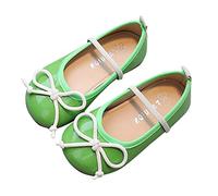 Scarpe da principessa da ragazza, 30 pezzi, piatte per la scuola, per matrimonio, per feste, con bowknot Flats, scarpe in pelle, eleganti Mary Jane, verde, 34 EU