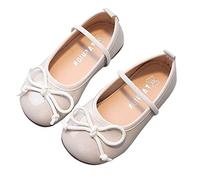Scarpe da principessa da ragazza, 30 pezzi, piatte per la scuola, per matrimonio, per feste, con bowknot Flats, scarpe in pelle, eleganti Mary Jane, bianco, 25 EU