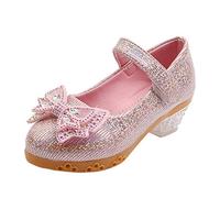 Scarpe da principessa, da ragazza, 33, scarpe da sera, Mary Jane, con lacci, per compleanno, con strass, con fiocco, Colore: rosa., 26 EU