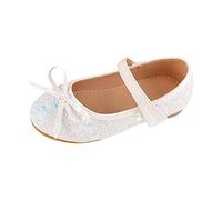 Scarpe da principessa, da ragazza, con brillantini, da sera, con paillettes, per bambini, Mary Jane, scarpe basse, scarpe da festa, scarpe piatte in similpelle, per cosplay, bianco, 34 EU
