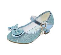Scarpe da principessa da ragazza con brillantini per bambini con paillettes a spillo Mary Jane Scarpe basse da sposa con tacco, scarpe da sposa per cosplay, feste, matrimoni, Blu, 31 EU