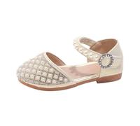 Scarpe da principessa da ragazza, con cinghia, per comunione, da sera, estive, traspiranti, per matrimoni, suola antiscivolo, beige., 32 EU