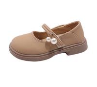 Scarpe da principessa da ragazza, con perle, alla moda, eleganti Mary Jane, per carnevale, antiscivolo, per feste, performance, per la scuola, per abiti carini, con plateau, cachi, 33 EU