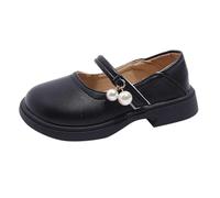 Scarpe da principessa da ragazza, con perle, alla moda, eleganti Mary Jane, per carnevale, antiscivolo, per feste, performance, per la scuola, per abiti carini, con plateau, Nero , 34 EU