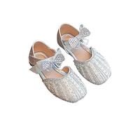 Scarpe da principessa per bambini, pantofole da bambina, in argento, suola morbida, flessibile, scarpe da sera leggere, scarpe basse, comode da ballo, morbide scarpe da principesse, argento, 25.5 EU