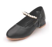 Scarpe da Principessa per Ragazze Perle Papillon Scarpe Eleganti Mary Jane Bambina con Tacco per Matrimoni e Feste 29 Nero